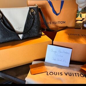 Louis Vuitton V Tote BB- Monogram Empreinte Noir White